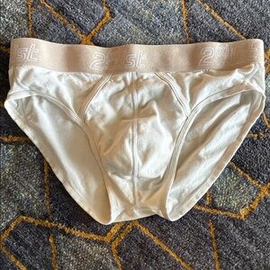 2xist Men's Cream Briefs with Tan Waistband